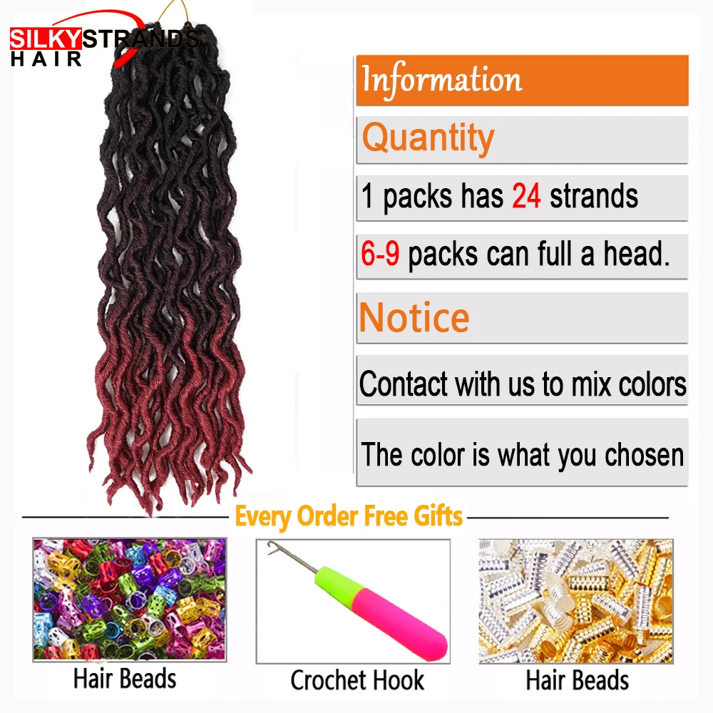 Ombre Faux Locs Curly Crochet Hair 20inch 24 strands/pack Dread Locks Synthetic Crochet Braids Hair Extensions