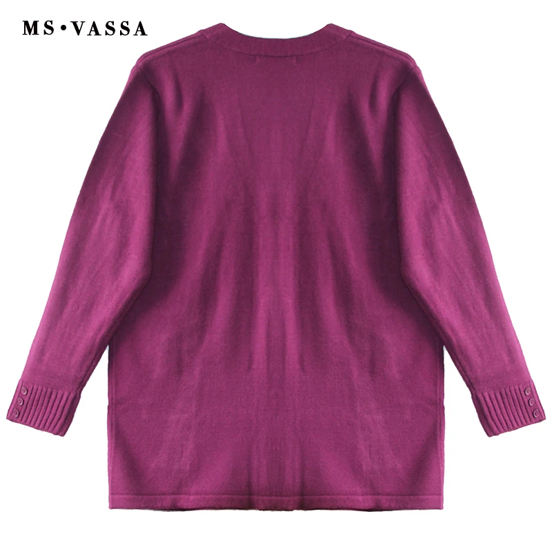 MS VASSA Women Sweaters 2018 New Autumn V-Neck Cardigans Ladies Jumpers Long Sleeve Big Size Winter Inner Wear Oversized Outwear |