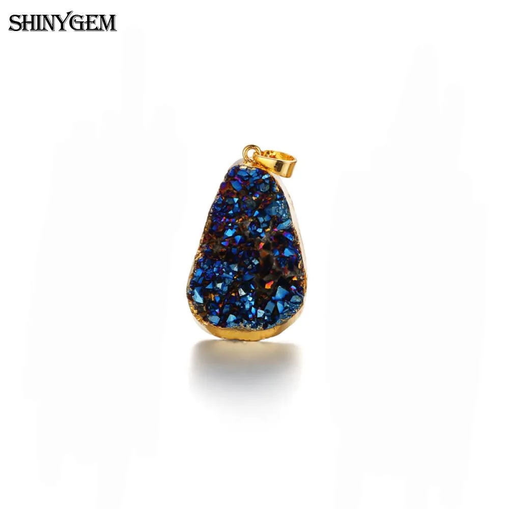 Кулоны с золотым покрытием ShinyGem Druzy нестандартные подвески из натурального