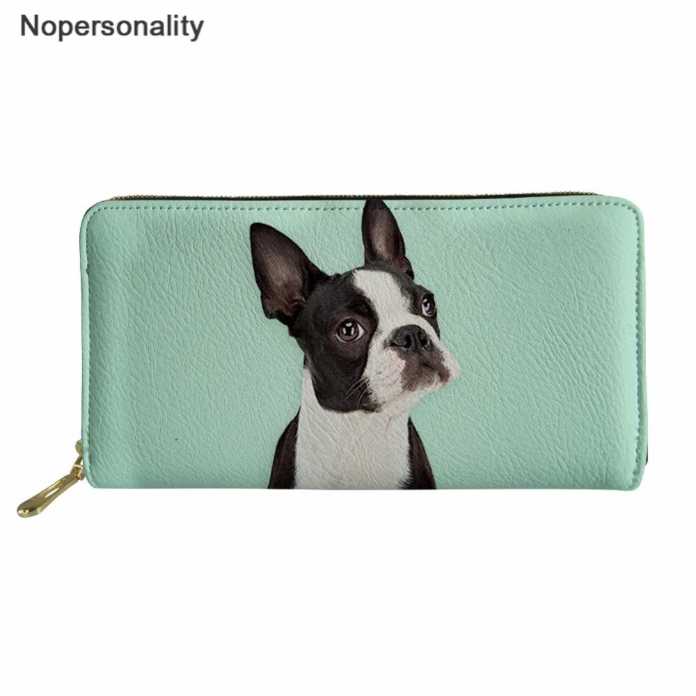 Женский кожаный чехол-кошелек Nopersonality 3D Boston Terrier с принтом Дамский держатель для