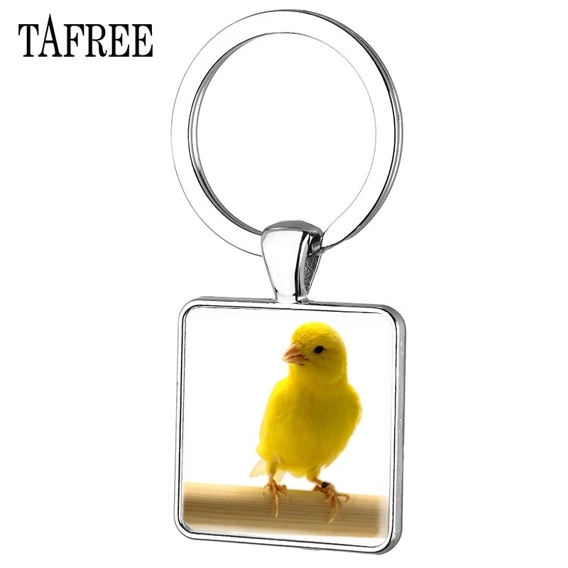 TAFREE Новое поступление милые желтые Канарские птицы квадратная Подвеска Брелки уникальная картина бижутерия со стеклянными кабошонами для мужчин подарок CA35 - Цвет: CA39