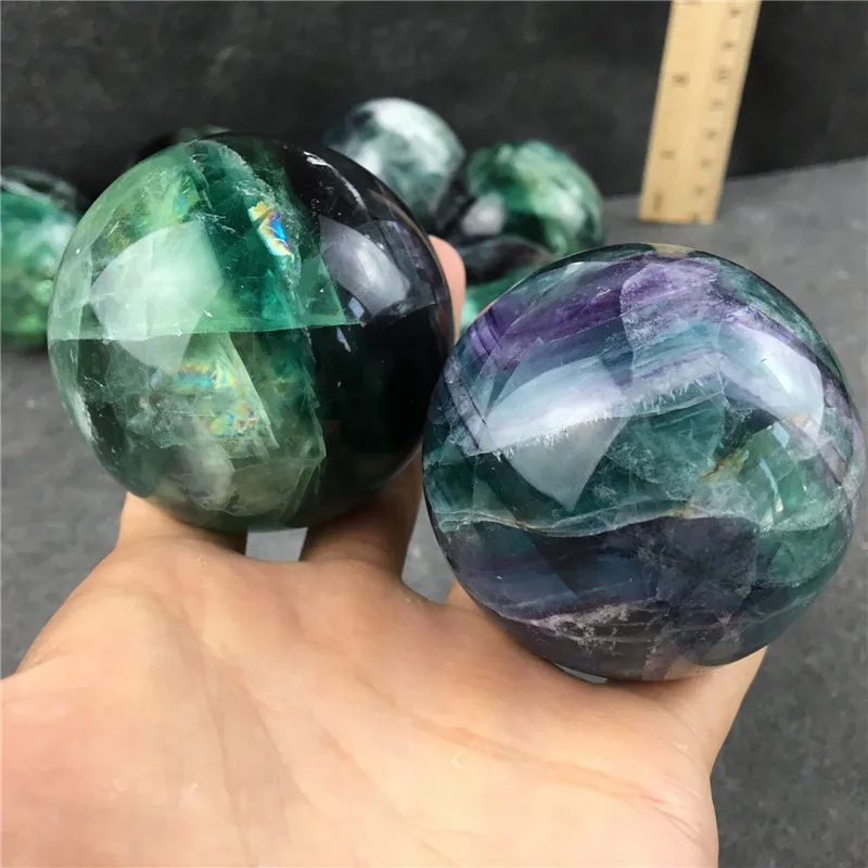 Natural fluorite sphere quartz crystal ball Healing 1pcs
