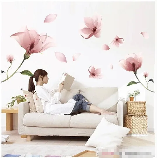 Bedroom Room TV Background wall sticker Flower Romantic Large Creative Home Decoration Decal Great Gift for Kids Wall Stickers | Дом и сад