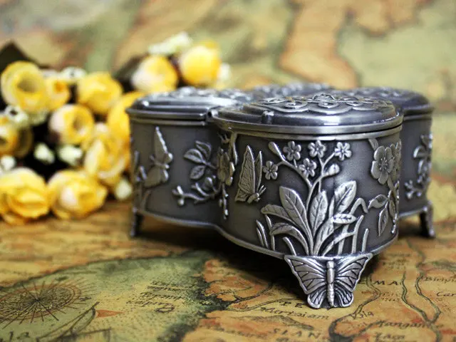 Бесплатная доставка-модная металлическая шкатулка для ювелирных изделий чехол