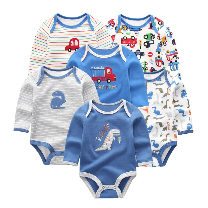 6 шт./лот зимний комбинезон с длинными рукавами для новорожденных roupa de bebe одежда
