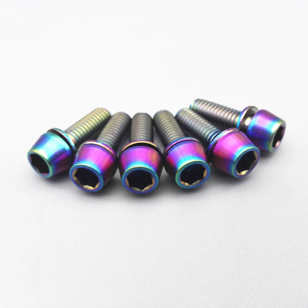 M6 x16/18/20mm Titanium bolts 4 Stem Handle Bar Gold color Cone w/ washe Headed Hexagon Socket Ti screws 4pcs | Обустройство дома