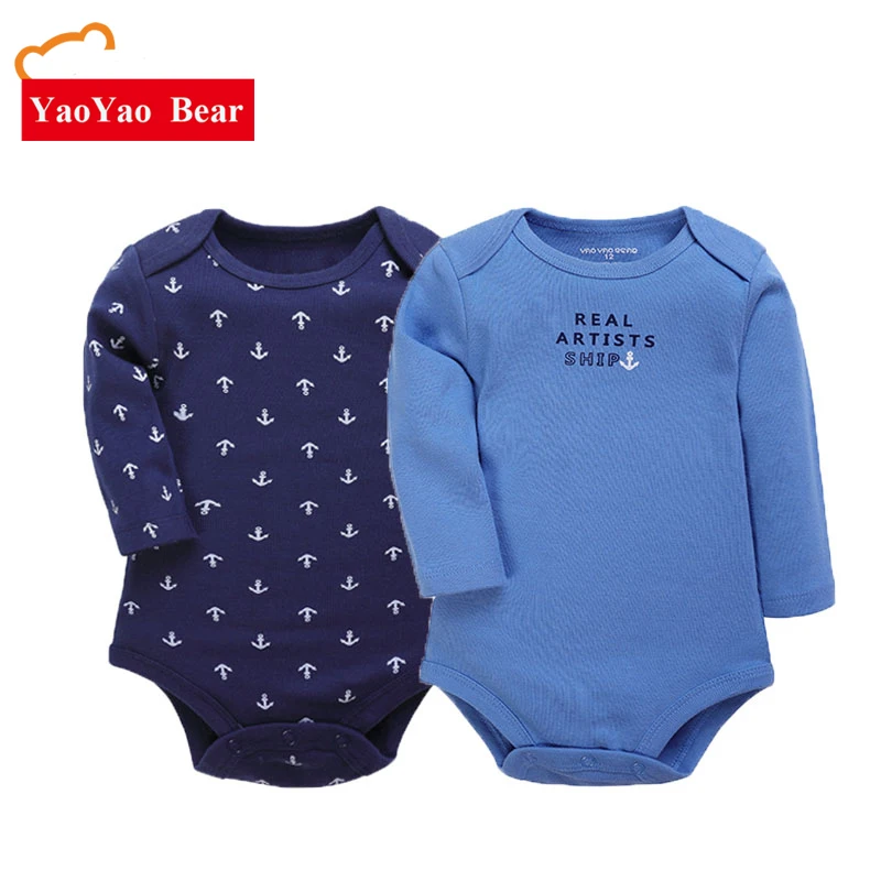 2pcs Baby Boys Bodysuits Set Long Sleeve Cotton Warm Clothes Newborn For 6-24m Children Wear YAOYAO BEAR Brand New Clothing | Детская