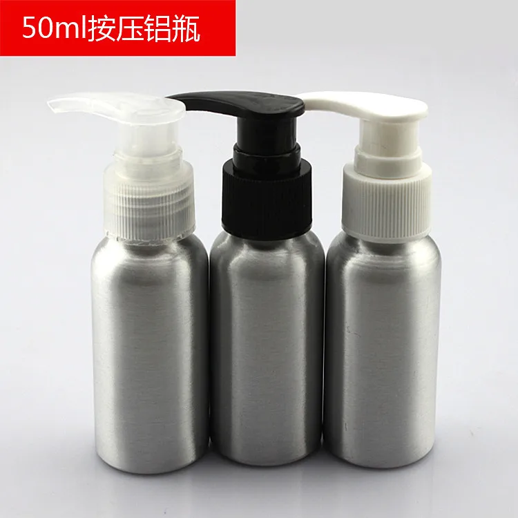 

50ml Screw Pump Aluminum Bottle Press Pump Metal Cleanser Sub-bottled Trial Bottle 10pcs/lot