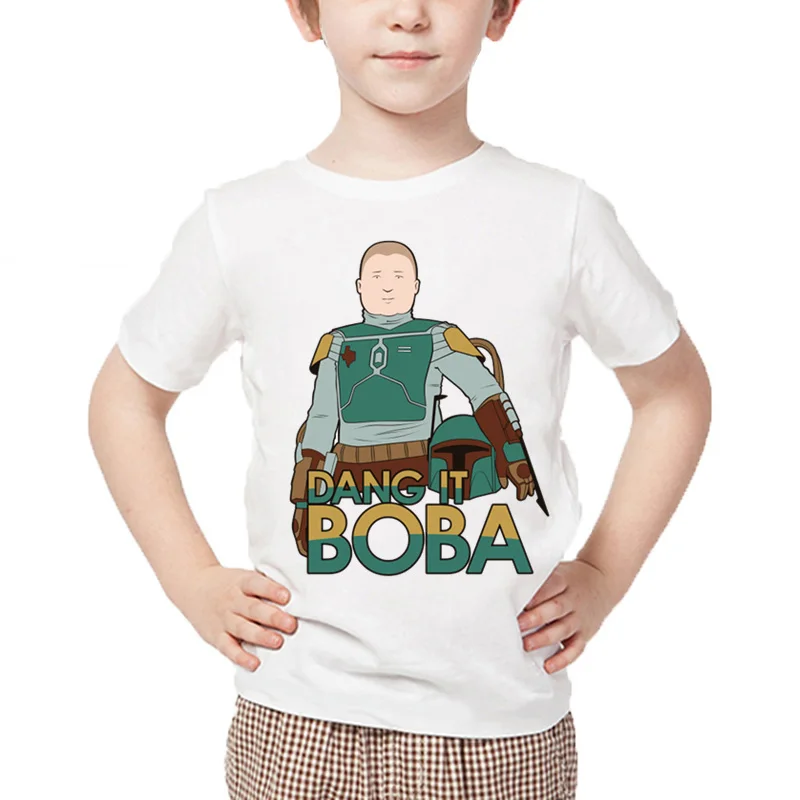 Boba Fett/футболка с принтом Fan Club для мальчиков Детские забавные летние белые топы
