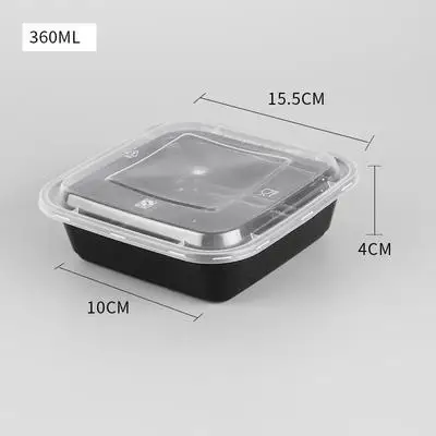360ML 50 шт одноразовые контейнеры для еды пластиковый для хранения еды контейнер безопасные контейнеры для приготовления пищи для дома кухонное Хранение продуктов коробка - Цвет: 360ML
