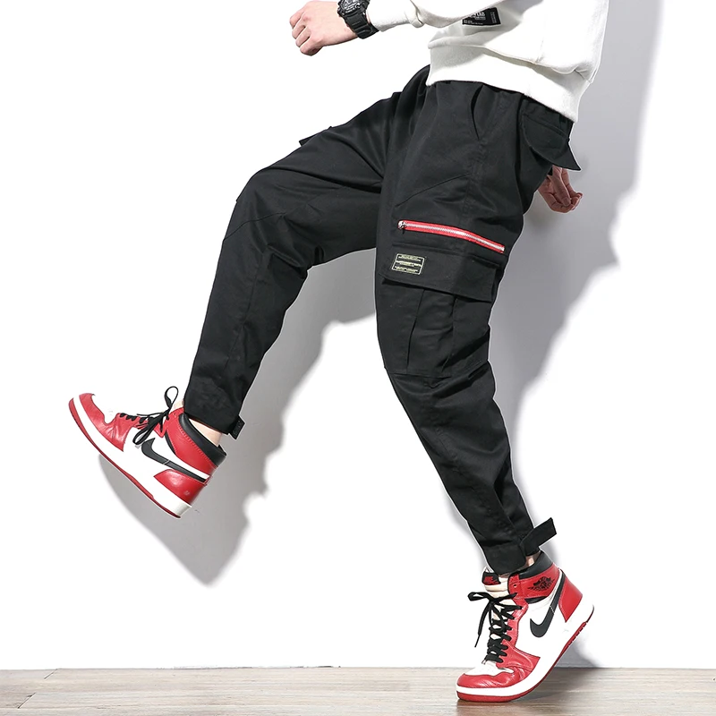 2020 Autumn Men Harajuku Cotton Multi-Pocket Safari Style Fashion Men's Jogger Cargo Pants Streetwear Trousers ABZ394 | Мужская