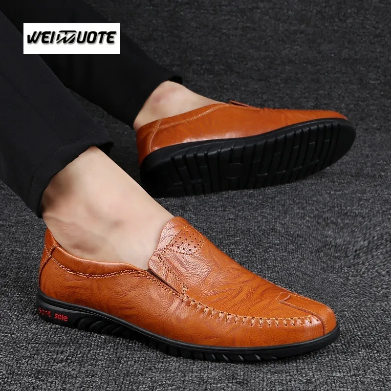WEINUOTE New Fashion Men's Business Leather Shoes Men Soft Loafers Casual Lazy shoes Flats Comfy Driving | Обувь