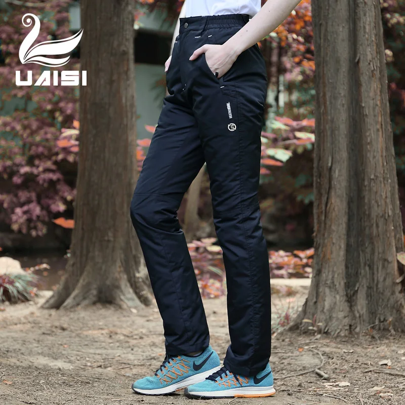 UAISI новые женские толстые пуховые брюки на молнии зимние куртки белые гусиные для