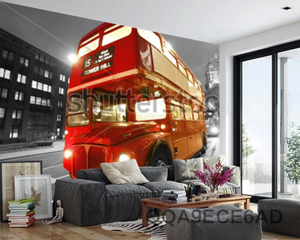 Пользовательские Современные обои Лондонский автобус и Собор св. Павла росписи