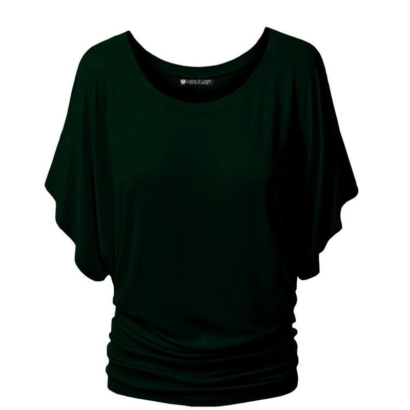 

YGYEEG Brand T Shirt Women Batwing Sleeve Shirts Top Solid O-Neck Cotton Blend Summer Tee Tops Female Plus Size Casual Shirts