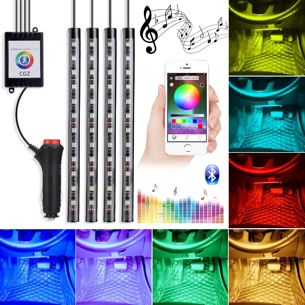 

Car Styling 12LED RGB Car Atmosphere Strip Light APP LED Strip Lights Colors Decorative Atmosphere Lamps Auto Interior Light