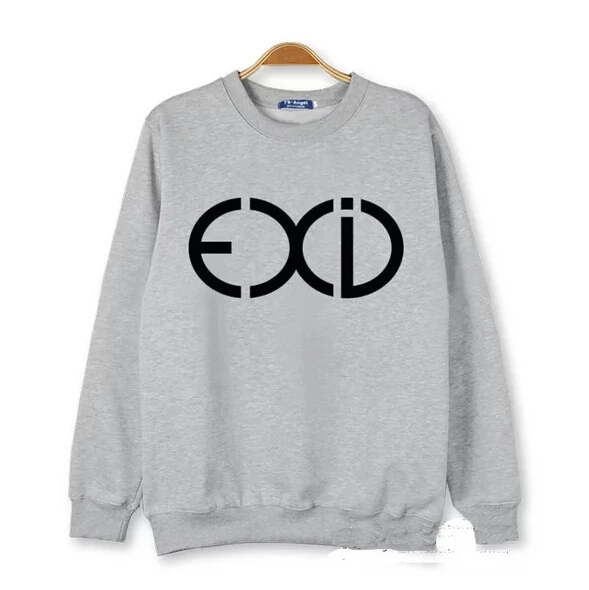 Весна Осень kpop exid Логотип Печать О образным вырезом тонкие толстовки для мужчин и
