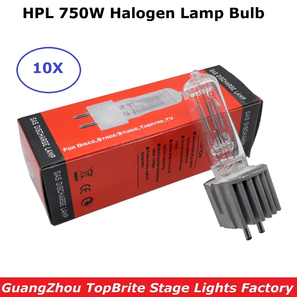 10Pcs HPL 750W Stage Scan Lamp Bulb G9.5 750W Moving Head Light Lamps HPL 750 Watt Professional Scanner Lights Halogen Lamp Bulb