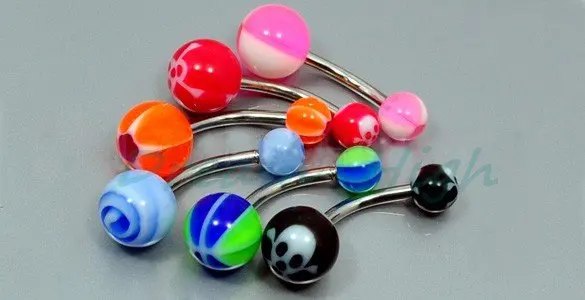 

Бесплатная доставка УФ акриловый шар пупка пирсинг ювелирные изделия тела смешанные цвета 100 шт./лот