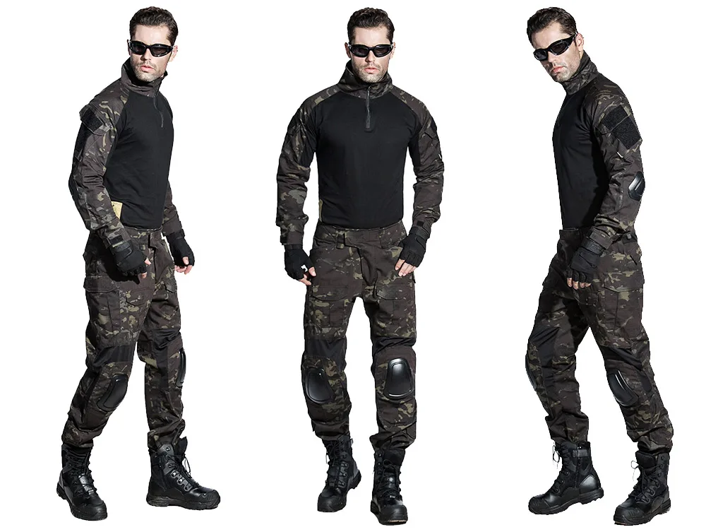Emersongear пластиковый пистолет тактическая БДУ форма боевая рубашка брюки с наколенники налокотники Военная охотничья одежда мультикам черный EM6971