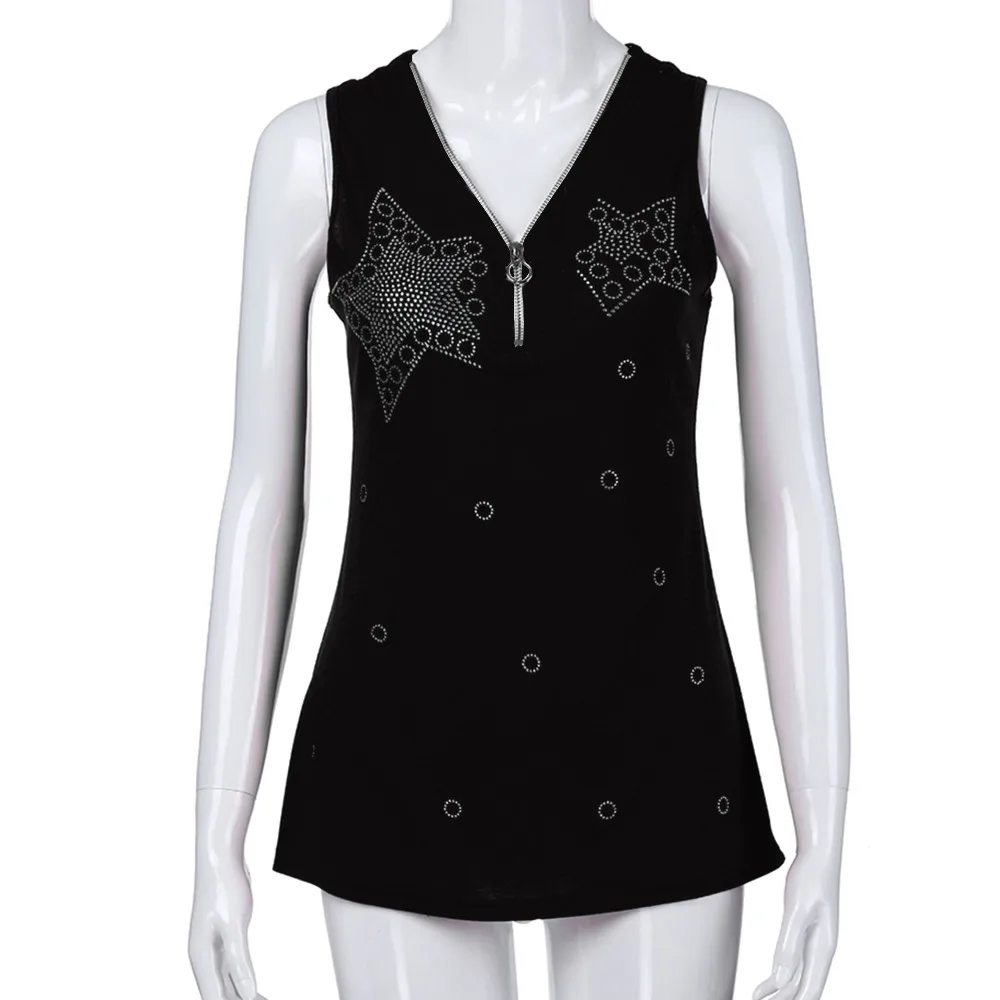 Женская майка без рукавов сексуальная свободная на молнии с v-образным вырезом