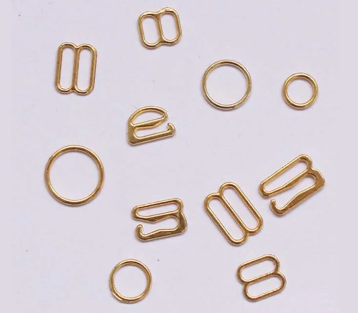 

100 pcs / lot 6mm/8mm/10mm/12mm/15mm/20mm gold ring slider hook bra accessory