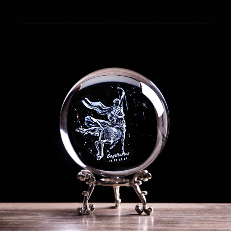 3D Sagittarius Figurines Crystal Ball Angel Constellation Statuette Paperweight Home Art Decor Collectible Craft Accessories | Дом и сад