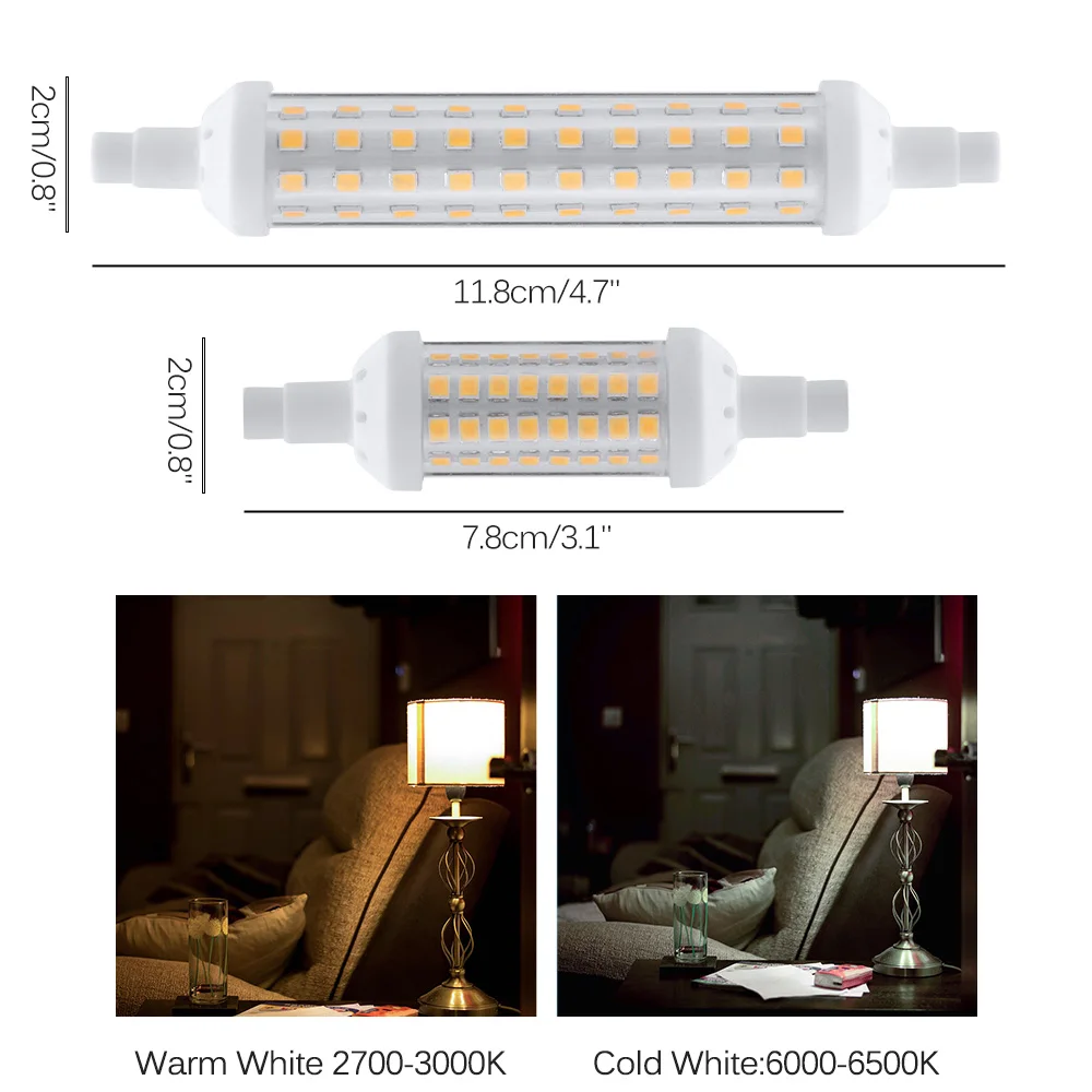Светодиодный лампа 6 Вт 10 R7S затемнения светодиодный светильник 450 люмен 1000 360