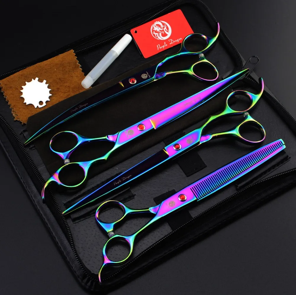 

Профессиональные ножницы для груминга собак, 8,0 дюйма, 8 резцов, 8 изогнутых ножниц, 7,5 филировка