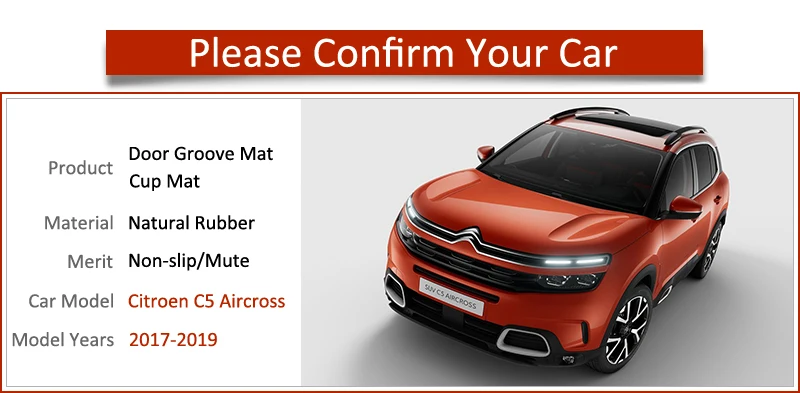 Анти скольжения ворота Слот коврик резиновая подставка под кружку для Citroen C5 Aircross