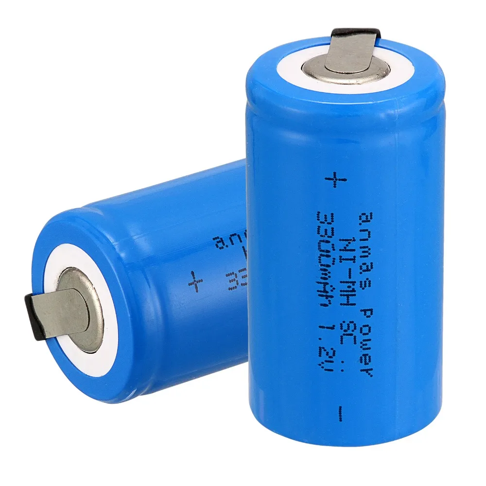 

Anmas power!new goods !2 pcs sub c SC battery Ni-Cd battery rechargeable battery 3300mh with tab-blue color