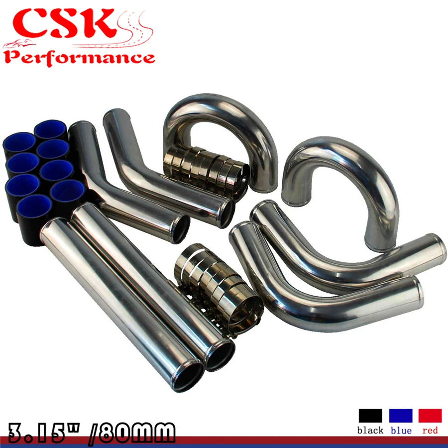 3 15 дюйма 80 мм Φ Turbo трубопровод в комплекте + черный шланг комплекте|hose kit|intercooler