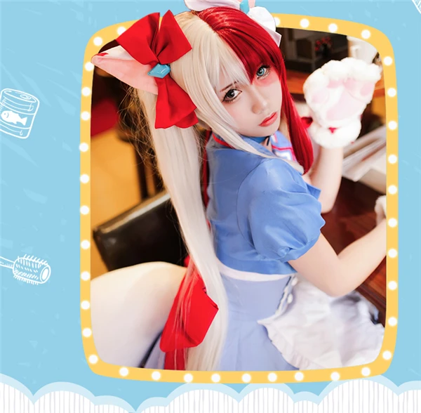 Аниме горничная Кофейня Todoroki Shoto Косплей Костюм кошка платье горничной