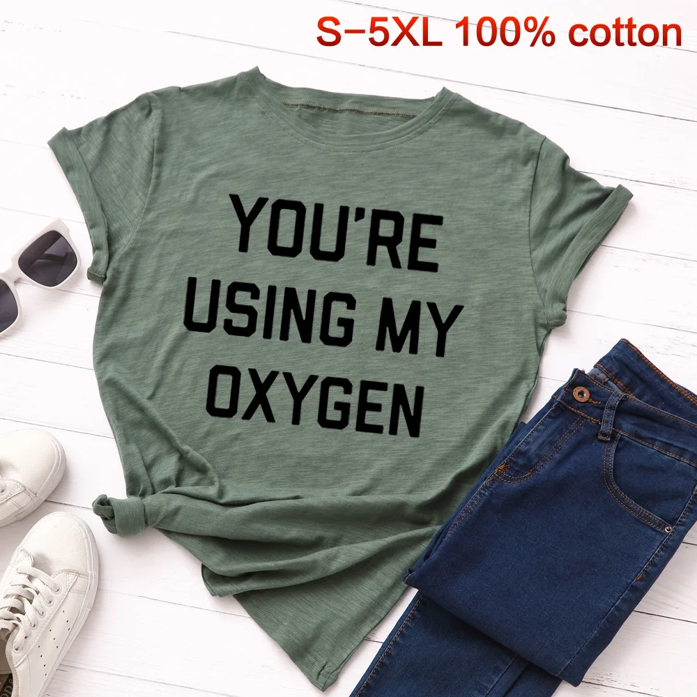 Женская футболка с короткими рукавами SINGRAIN из 100% хлопка принтом в виде букв