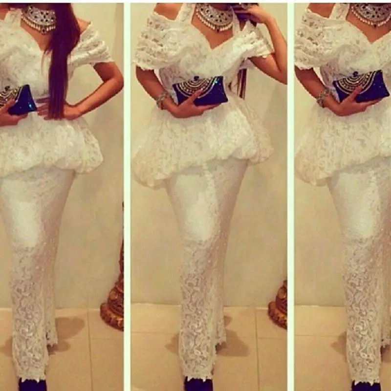 

Новое поступление 2016 г. сексуальное кружевное вечернее платье с открытыми плечами и лямкой через шею, платье трапециевидной формы с баской ...