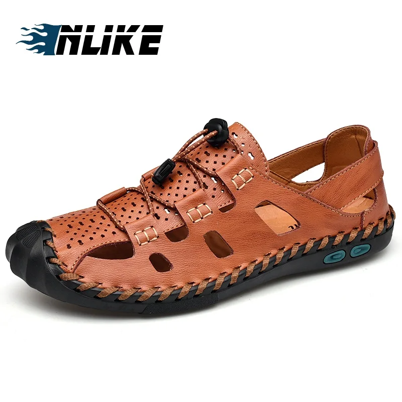 

Casual Big Size Soft Sandals Genuine Leather Men Shoes Summer New Man Sandals