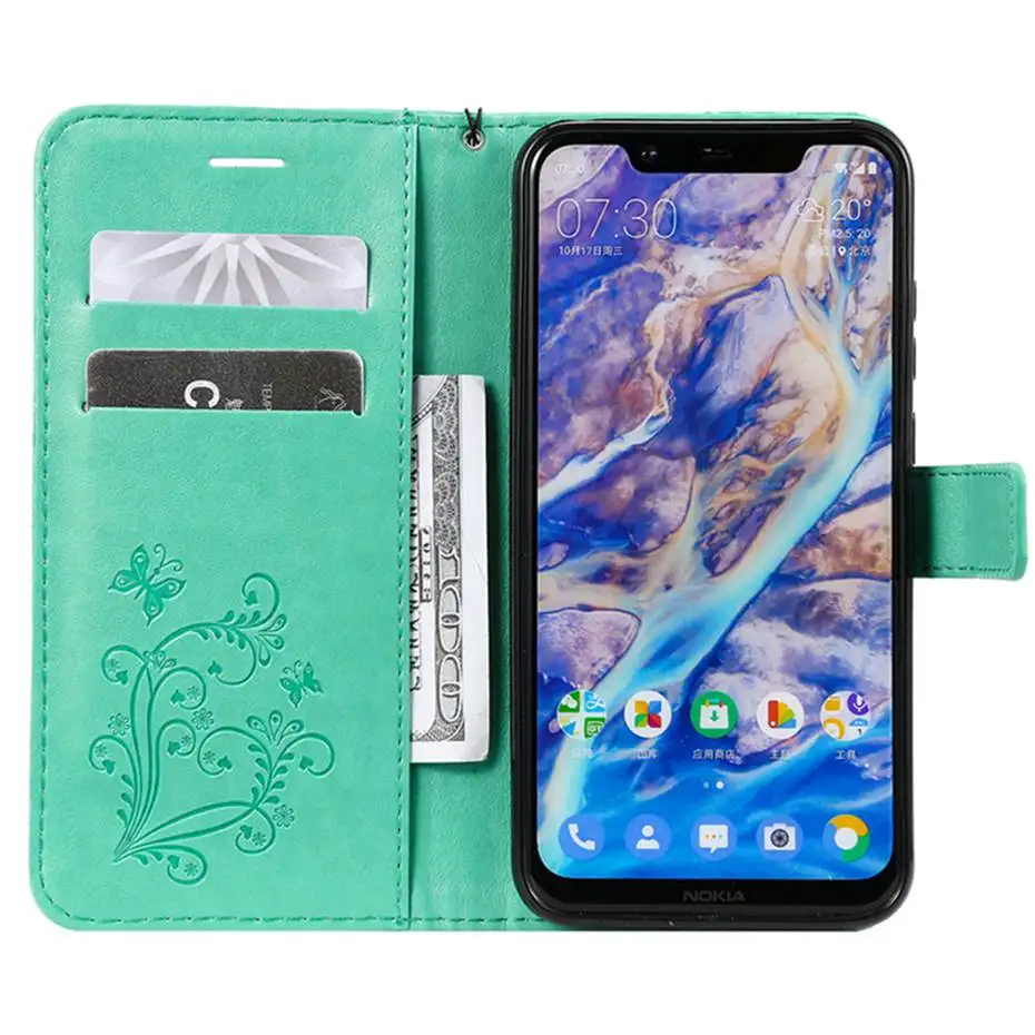 Кожаный чехол книжка с 3D изображением бабочек для Nokia 1 2 3 5 7 8 Plus телефона 4 6 2018 9