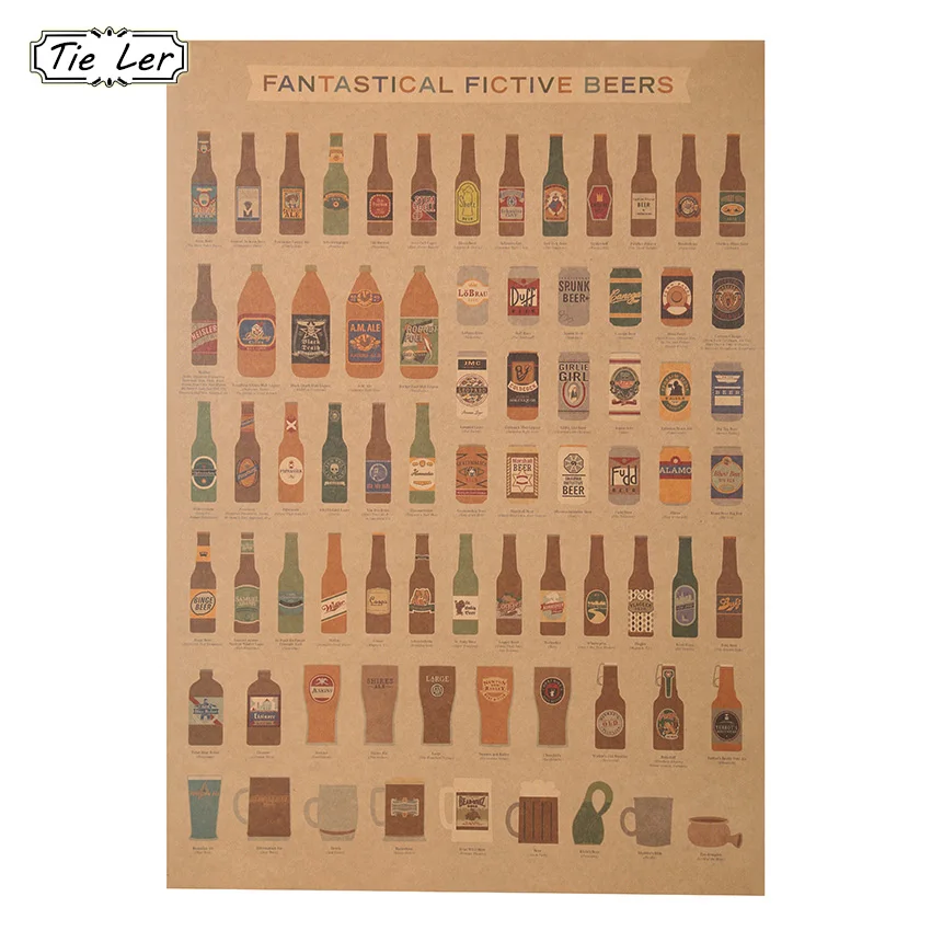 1 PCS Beer Complete Graph Retro Style Kraft Paper Decorative Bar Wall Sticker | Дом и сад