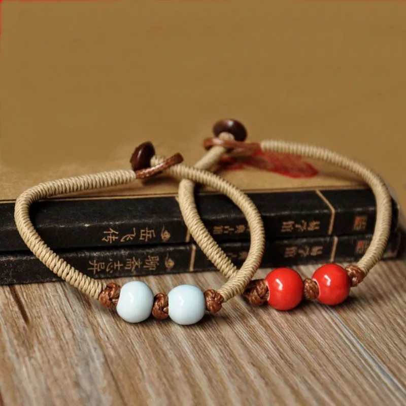 Модный стиль ручной работы Керамические Бусины плетеные веревки браслеты для