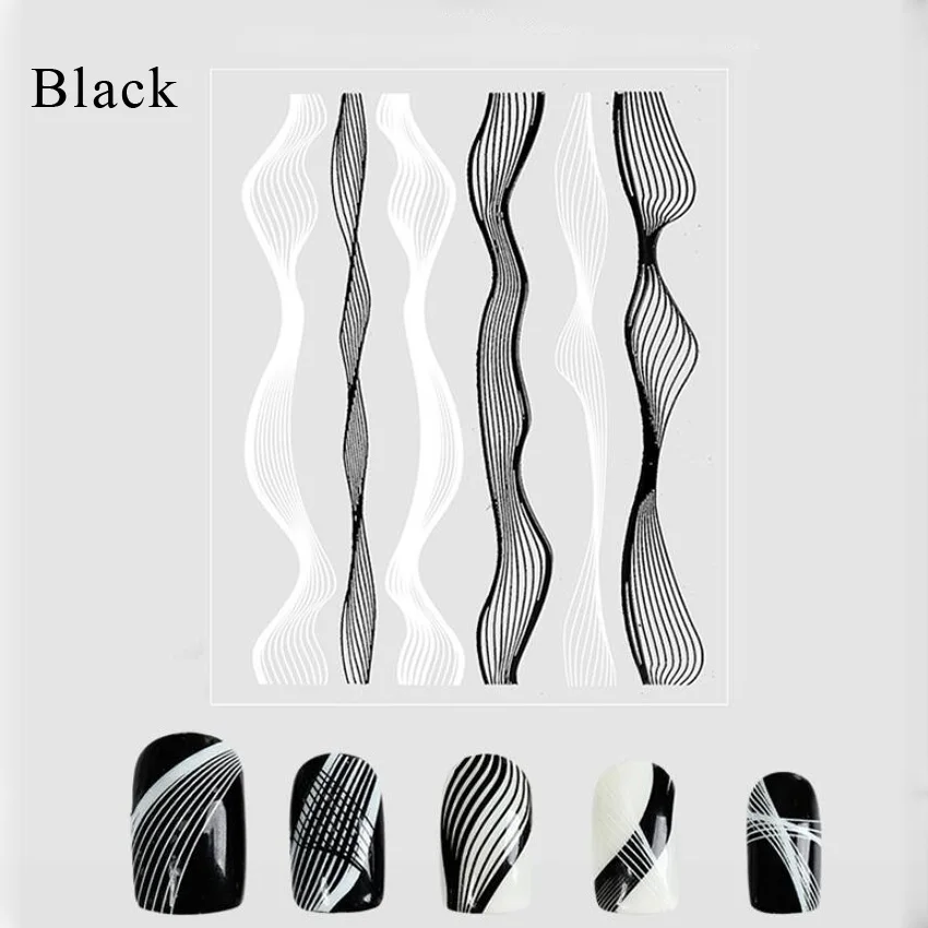 пилочки для ногтей искусство Стикеры золотистый и черный в полоску с