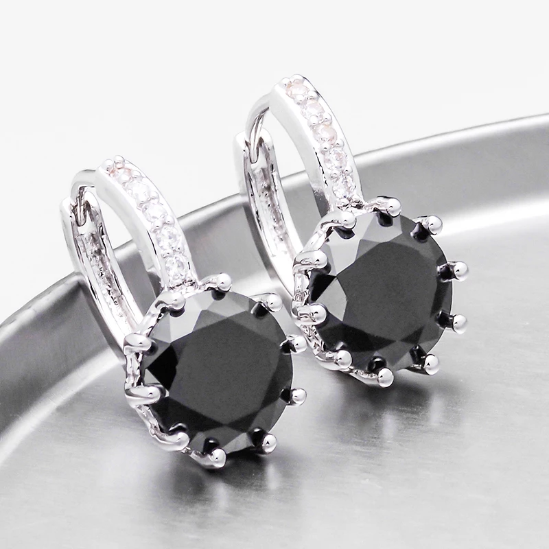 QCOOLJLY Высокое качество Серебряный цвет CZ хорошие серьги-кольца с цирконом для женщин модные свадебные ювелирные изделия Brinco 8 цветов Лучшие продажи
