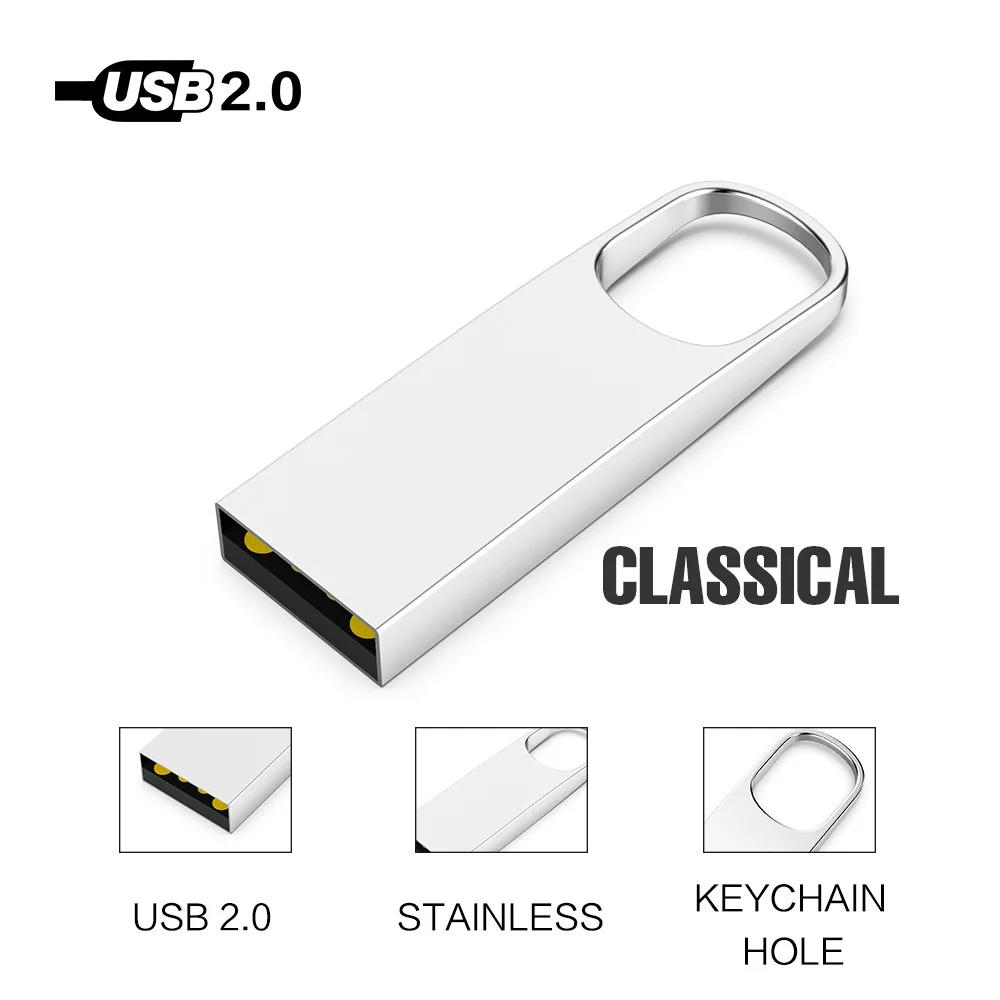 Водонепроницаемый металлический флэш накопитель USB 8 ГБ 16 32 64 128 cle Usb флеш памяти