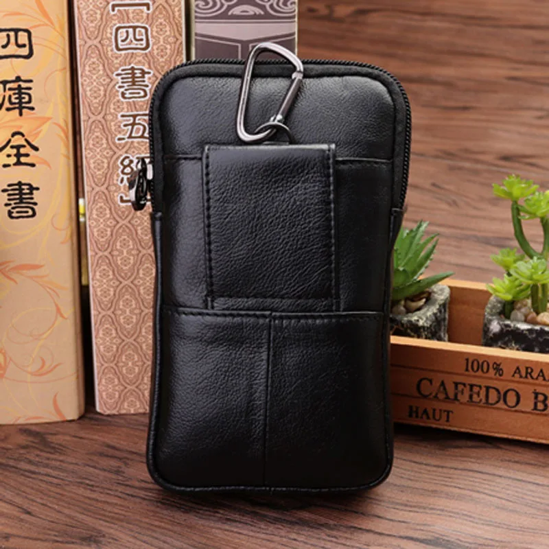 Мужская поясная сумка из натуральной кожи с крючком|waist bag|belt fanny packwaist bag genuine leather |