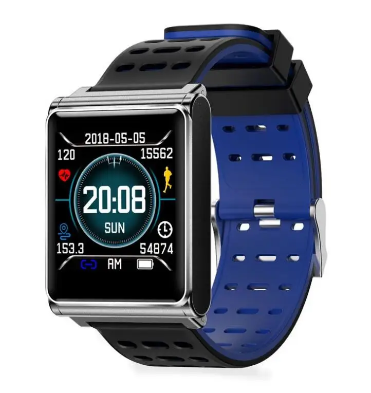 blue black Новое обновление N98 Смарт-часы сердечного ритма Водонепроницаемый Смарт Браслет Шагомер крови Давление Смарт Умные наручные часы - Цвет: blue black
