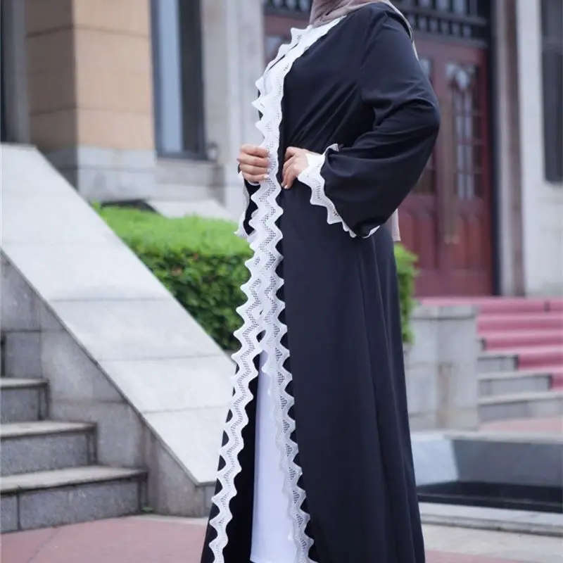 Мусульманское повседневное Открытое платье abaya Макси кардиган с принтом плюс