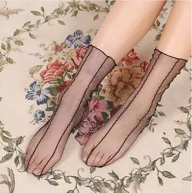 2018 летние Для женщин ультратонкий прозрачный Носки для девочек Блеск Кристалл