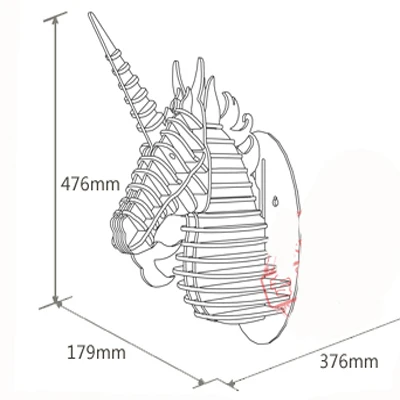 Деревянная голова единорога деревянная ремесло Рождество животное трофеи