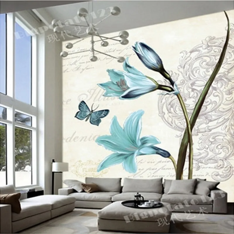 

photo wallpaper custom 3D large painted flowers mural porch corridor living room hotel restaurant TV background wallpaper mural