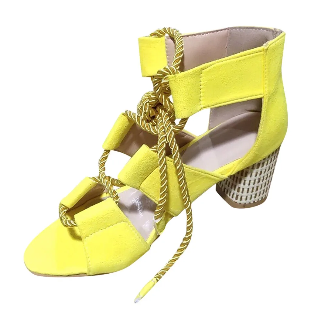 Rome High Round Heels Sandal Women Hemp Rope Ankle Staps Gradiator Sandals Fashion Summer Ladies Retro Shoes Zapatos De Mujer 25 | Обувь