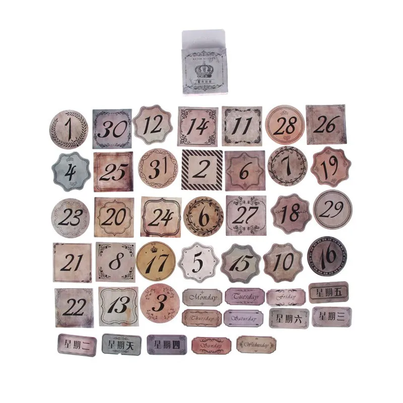 45 наклеек в стиле ретро с календарем бумажные наклейки сделай сам для